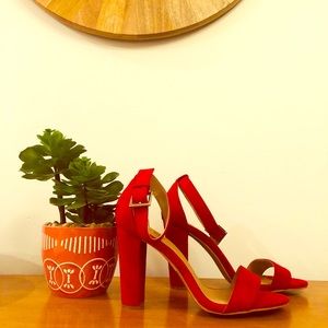 Block Heel Open Toe Ankle Strap Red Beauties!